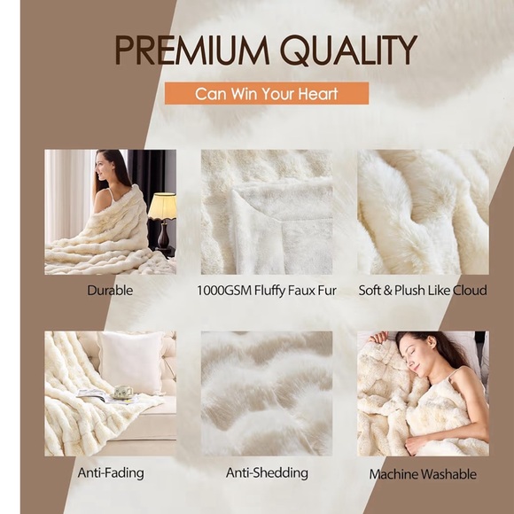 Luxurious White Faux Fur Blanket - Picture 4 of 6